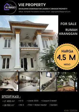 TURUN HARGA !!!Rumah mewah rapi dengan halaman luas di Kranggan