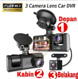 Dashcam mobil 3 kamera ready stock