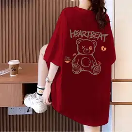 Kaos Baju Atasan Wanita Heartbeat Korean style Kekinian oversize