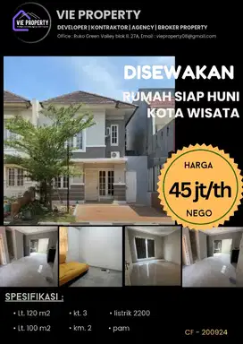 DIKONTRAKAN RUMAH BERSIH RAPI BARU RENOV KOTA WISATA