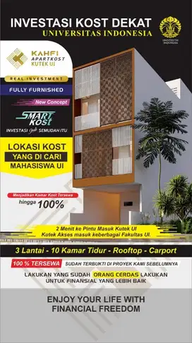 JUAL RUMAH KOST DEKAT KAMPUS UNIVERSITAS INDONESIA DEPOK