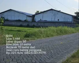 325/m  Tanah cocok buat gudang lokasi balong panggang