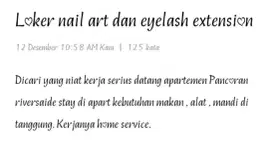 Loker nail art dan eyelash pengalaman dan non