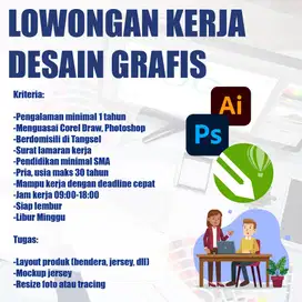 Lowongan Desain Grafis - Corel & Photoshop, Domisili Tangsel