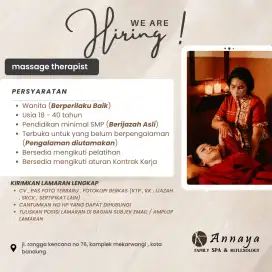 Loker Terapis Wanita Family SPA