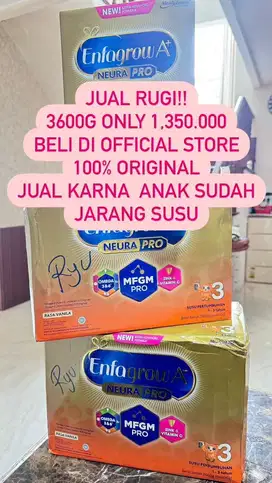 susu enfagrow a+3 vanilla( 1-3tahun) 100% original