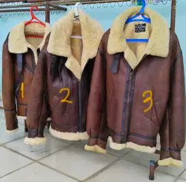 Jaket kulit pilot bomber type B3 tebal jam sepeda antik vintage lawas