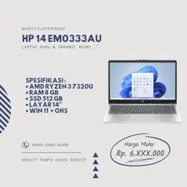 Hp 14 EM0333AU Ryzen3/8GB/SSD512GB/14/WIN11 Kredit Cepat Bandung