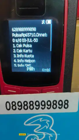 Nomor Cantik tri 11 digit abab 9898 terbaik