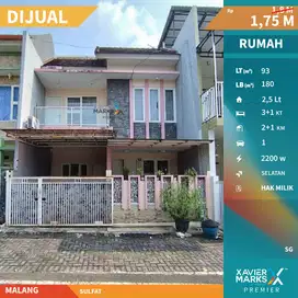 Dijual Rumah 2,5 Lantai Cantik Minimalis di Sulfat Malang