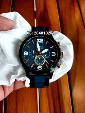 Jam Fossil chronograhp original Blue black series like a new