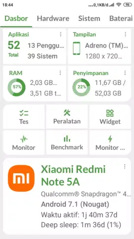 Jual hp redmi note 5a prime RAM 4/64