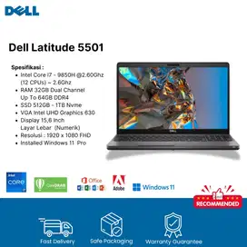 Jual Laptop Dell Latitude 5501 i7 Gen 9 Ram 16-256Gb Mulus R-RTV