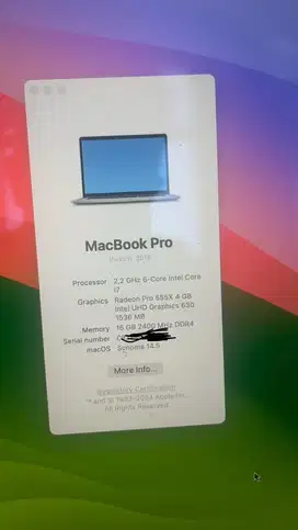 Macbook Pro 2018 Touchbar 512gb ram 16gb