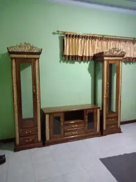 Lemari pakaian rak tv dipan bupet bahan kayu jati murah kuat