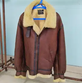 Jaket asli kulit pilot B3 tebal jam sepeda pesawat lawas vintage antik