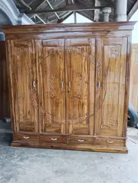 Lemari pakaian rak tv dipan bupet bahan kayu jati kuat dan murah