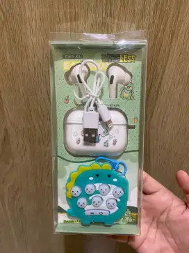 Tws earphone wireless karakter dinosaurus