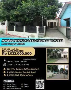 Dijual Rumah Pondok Ranji Ciputat Timur