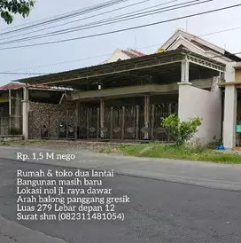 Rumah & toko dua lantai pinggir jl. raya dawar arah balong panggang