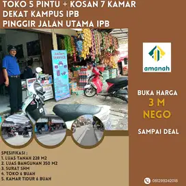 Toko 5 Pintu Dan Kosan 7 Kamar Di Jalan Utama Kampus IPB Bogor SHM