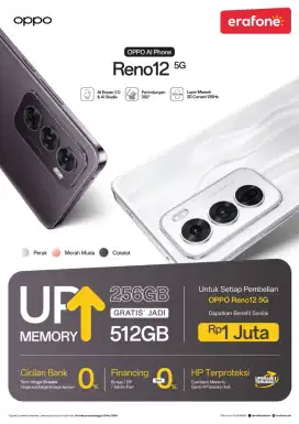 OPPO RENO12 5G GRATIS UP MEMORY 256 JADI 512