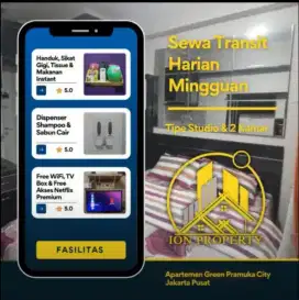 Sewa hotel/apartment studio murah di jakarta pusat fasilitas full wifi