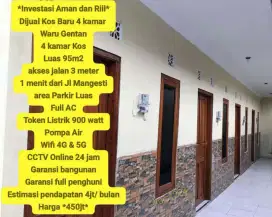 Jual Kost Bangunan Baru Garansi Full Penghuni