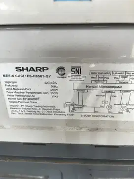 Mesin cuci sharp / ES-H858T-GY / Bukaan atas