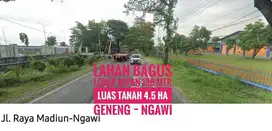 DIJUAL Tanah Strategis LD 138 mtr, Madiun-NGAWI NOL Jln Raya Propinsi