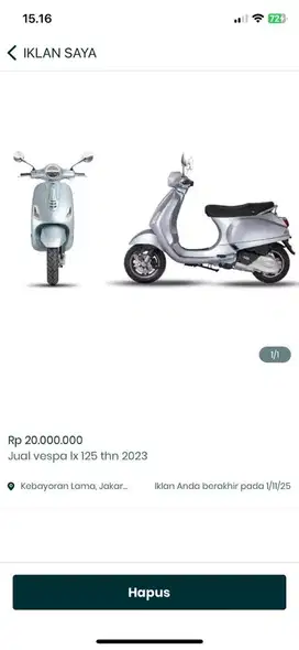 Vespa Lx 125 thn 2023