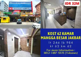 Jual Cepat Kost 62 kamar Mangga Besar Jakarta Barat