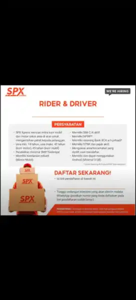 Dibutuhkan Kurir shopee EXpress