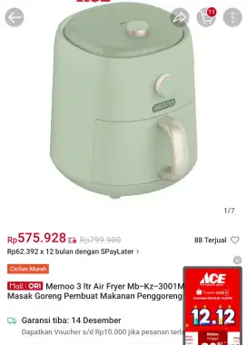 (NEW) Air Fryer Memoo 3L