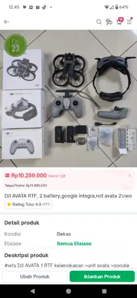 dji avata RTF 2 batre google integra