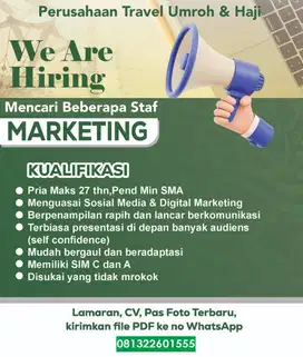 Dibutuhan segera Staff Marketing