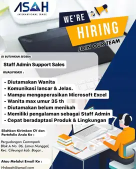 Staff admin dan marketing barang herbal