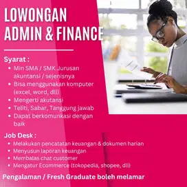 LOWONGAN KARYAWAN ADMIN & FINANCE AREA KELAPA GADING JAKARTA UTARA