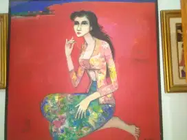 Jual lukisan lady lonely...lawas