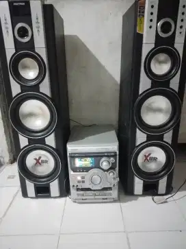 H.U. Hifi samsung dan speaker pasif Polytron, bisa karaoke, suara ajib