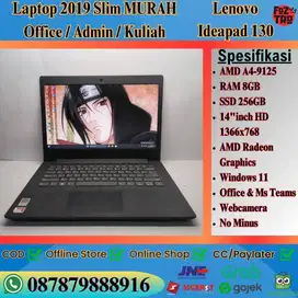 MURAH Laptop Lenovo ideapad 130 AMD A4-9125 SLIM 8/256GB Win11