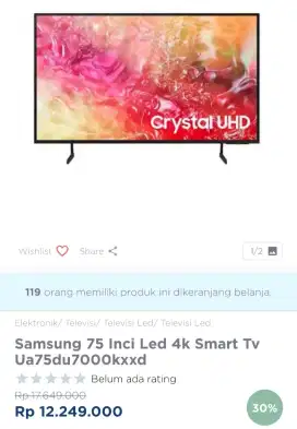 SAMSUNG SMART TV 4K 75 INCI