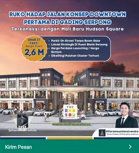 Dijual Ruko 3 Lantai Samping Mall Baru The Hudson Gading Serpong