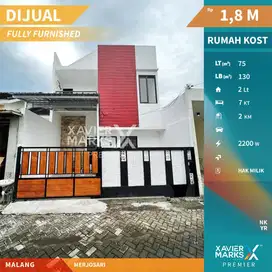 Dijual Rumah Kos Aktif Full Furnish Dekat Kampus di Merjosari Malang