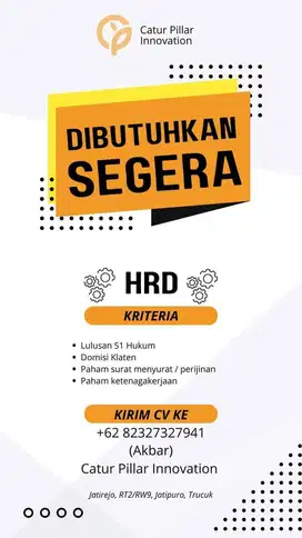 Dibutuhkan segera HRD