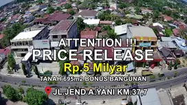 Tanah 695m2 di jl.a.yani km 37,7 sei paring martapura