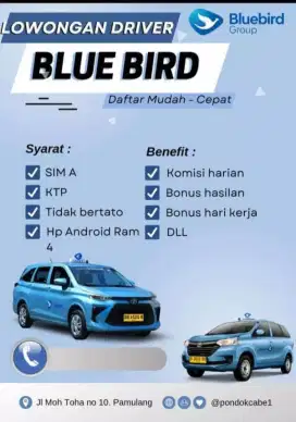 DIBUTUHKAN CEPAT PENGEMUDI UNTUK MEMBAWA TAKSI BLUE BIRD