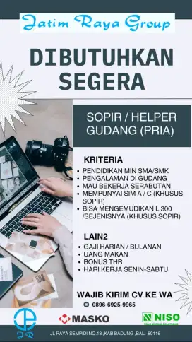 Loker Sopir/Helper