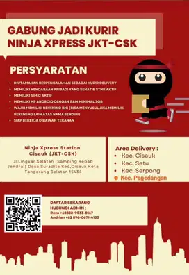 Mari Bergabung bersama kami Ninja Xpress