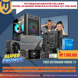 PC Desain Grafis Fullset Intel I5 12400F 8GB RAM NVIDIA GT 730 4GB